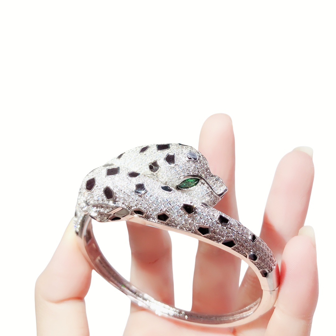 CTSV013 V-Gold full diamond leopard bracelet - ccjewelryacc