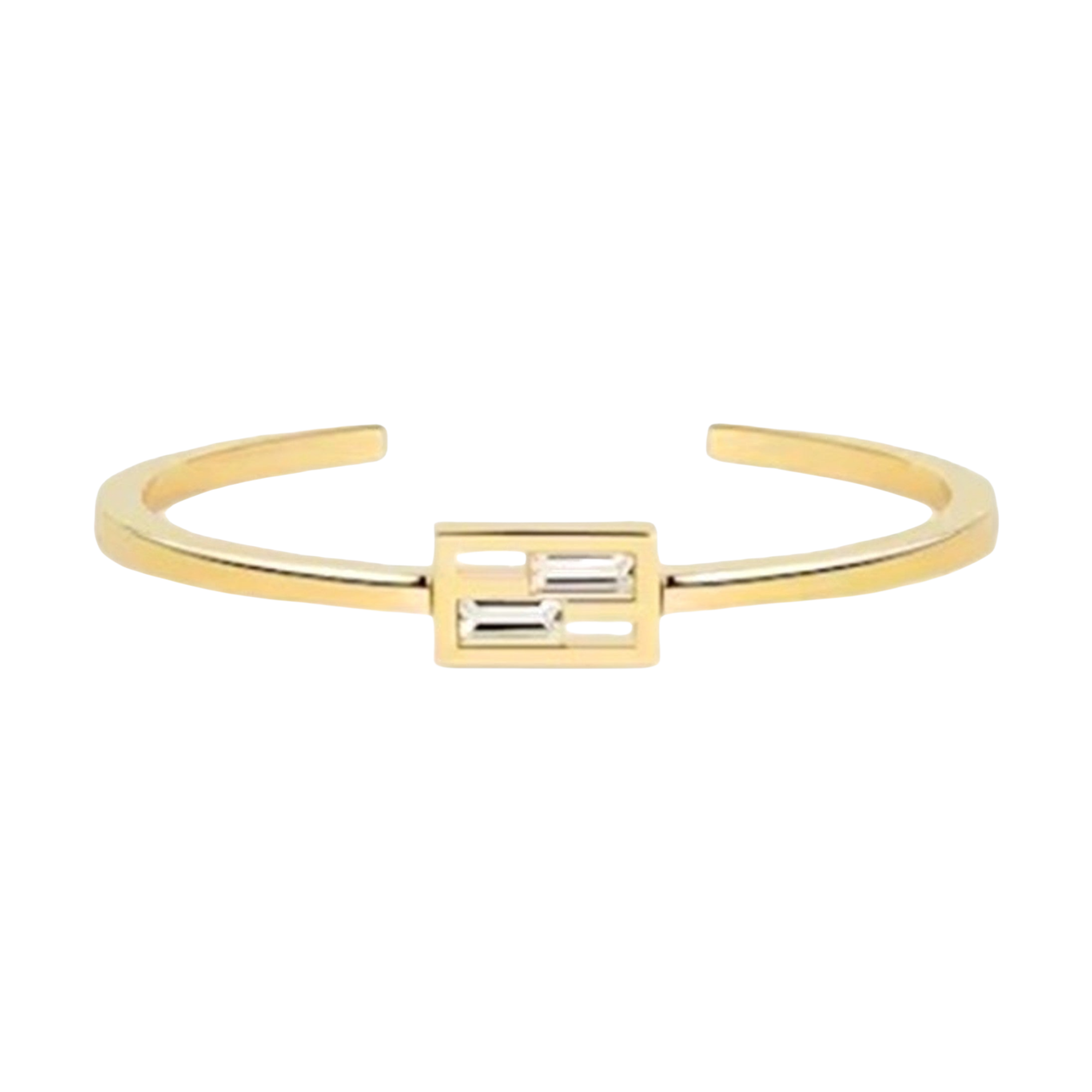 FDS004 Baguette Crystal Small F Cuff Bracelet - ccjewelryacc