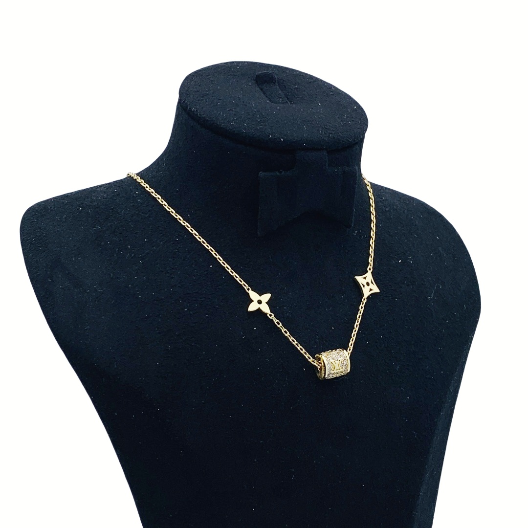 LVN035 VL Monogram Lucky Bead charms necklace - ccjewelryacc