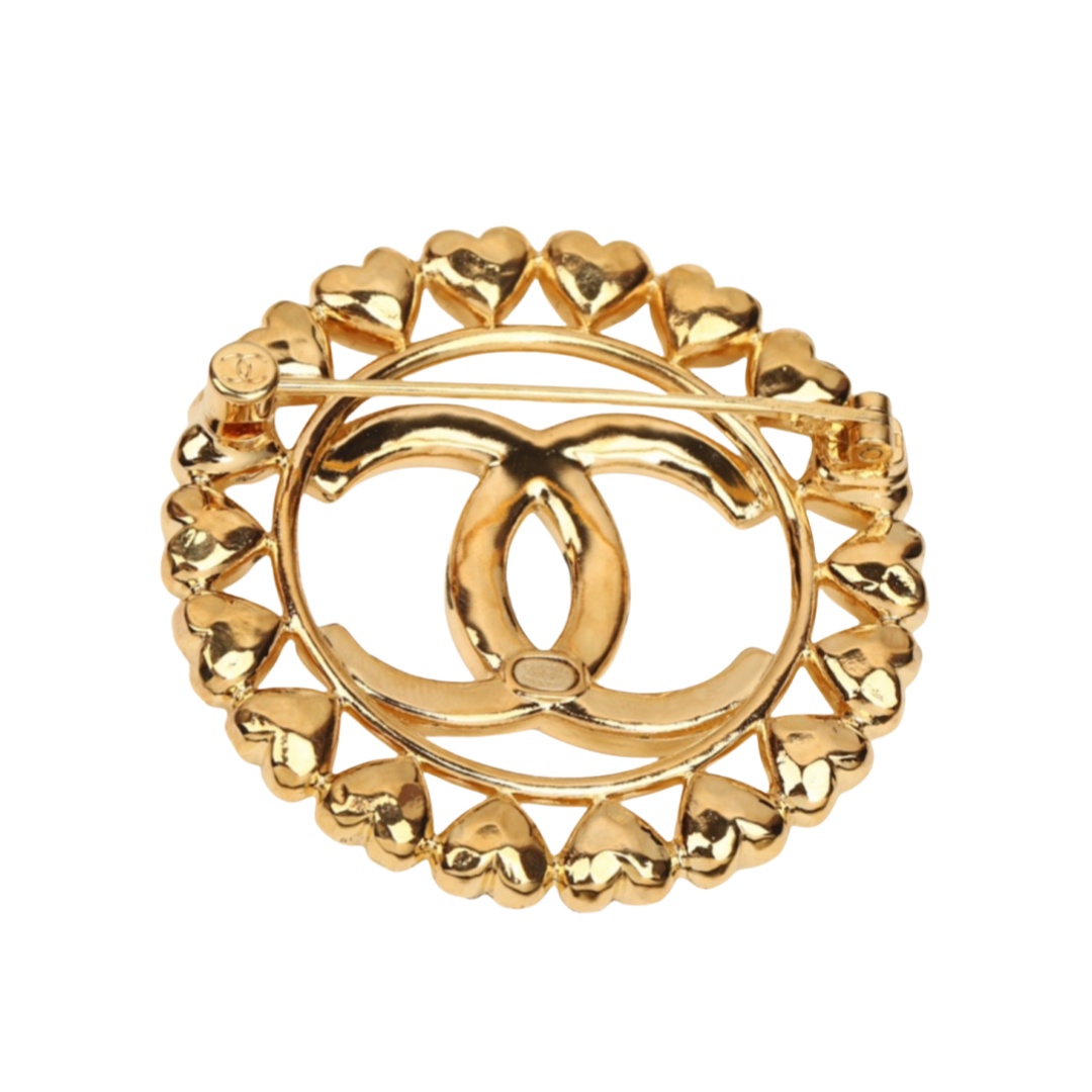 BCB226 Round Heart CC logo brooch pin - ccjewelryacc