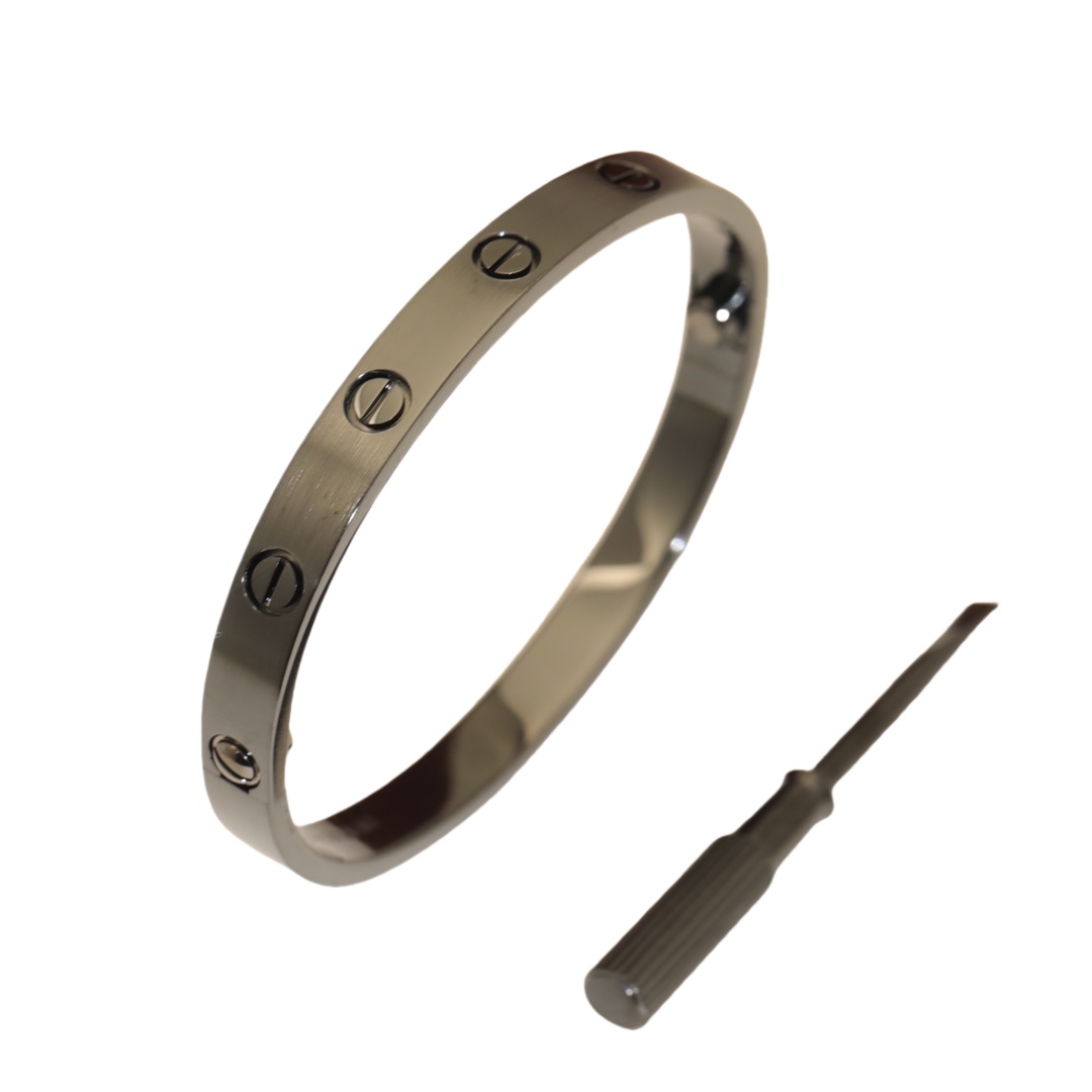 CTSV005 V-Gold metal Wide Black Love bangle bracelet with screwdriver - ccfashionjewelry