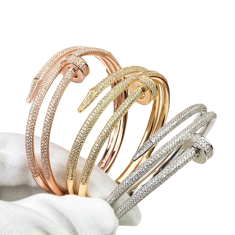CTSV011 V-Gold full diamond nail Juste un Clou bracelet - ccfashionjewelry