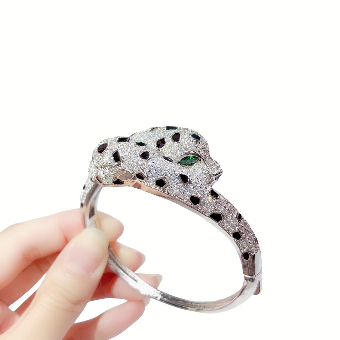 CTSV013 V-Gold full diamond leopard bracelet - ccjewelryacc