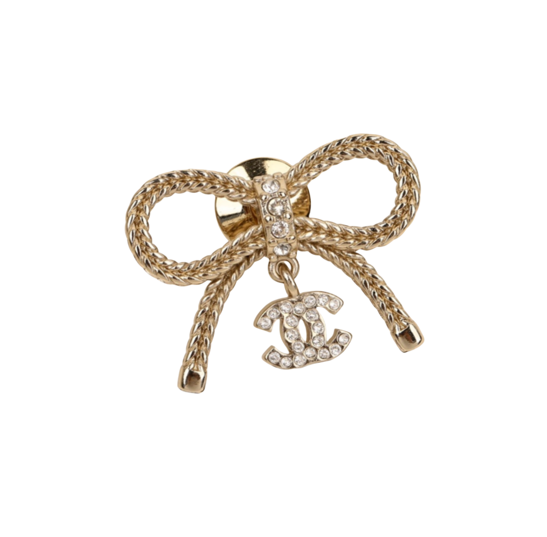 BCB460 Bow cc logo and round cc brooch pin - ccjewelryacc