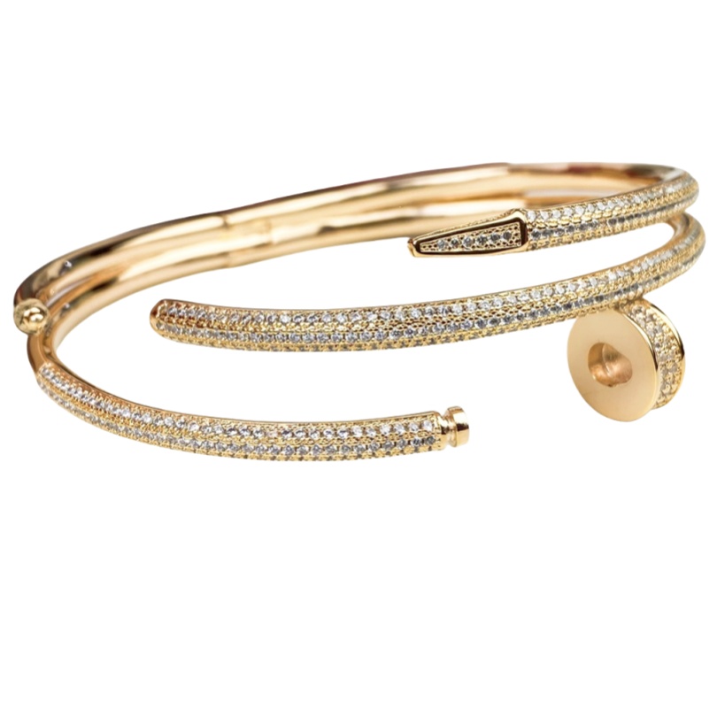 CTSV011 18k Gold Juste un Clou bracelet, double, half-paved - ccjewelryacc