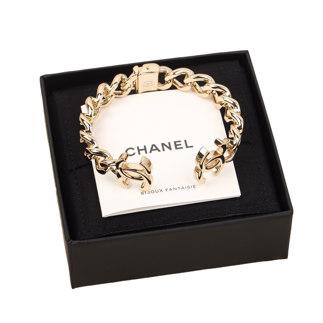 CCS009 Metal Hollow Out cc logo wide cuff bracelet - ccjewelryacc