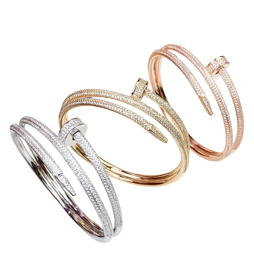CTSV011 V-Gold full diamond nail Juste un Clou bracelet - ccfashionjewelry