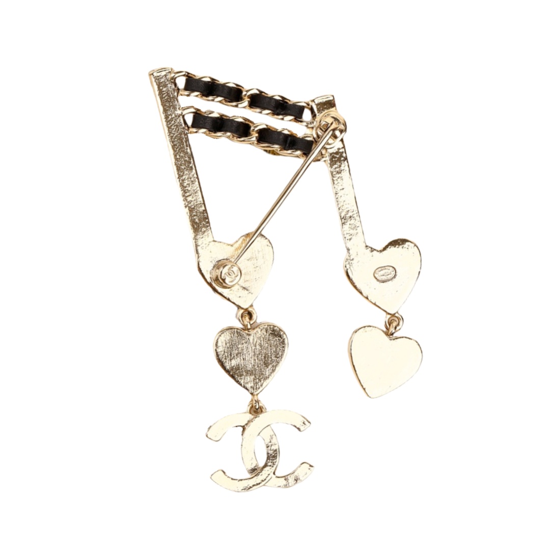 BCB400 Metal leater Note pink heart cc logo brooch pin - ccjewelryacc