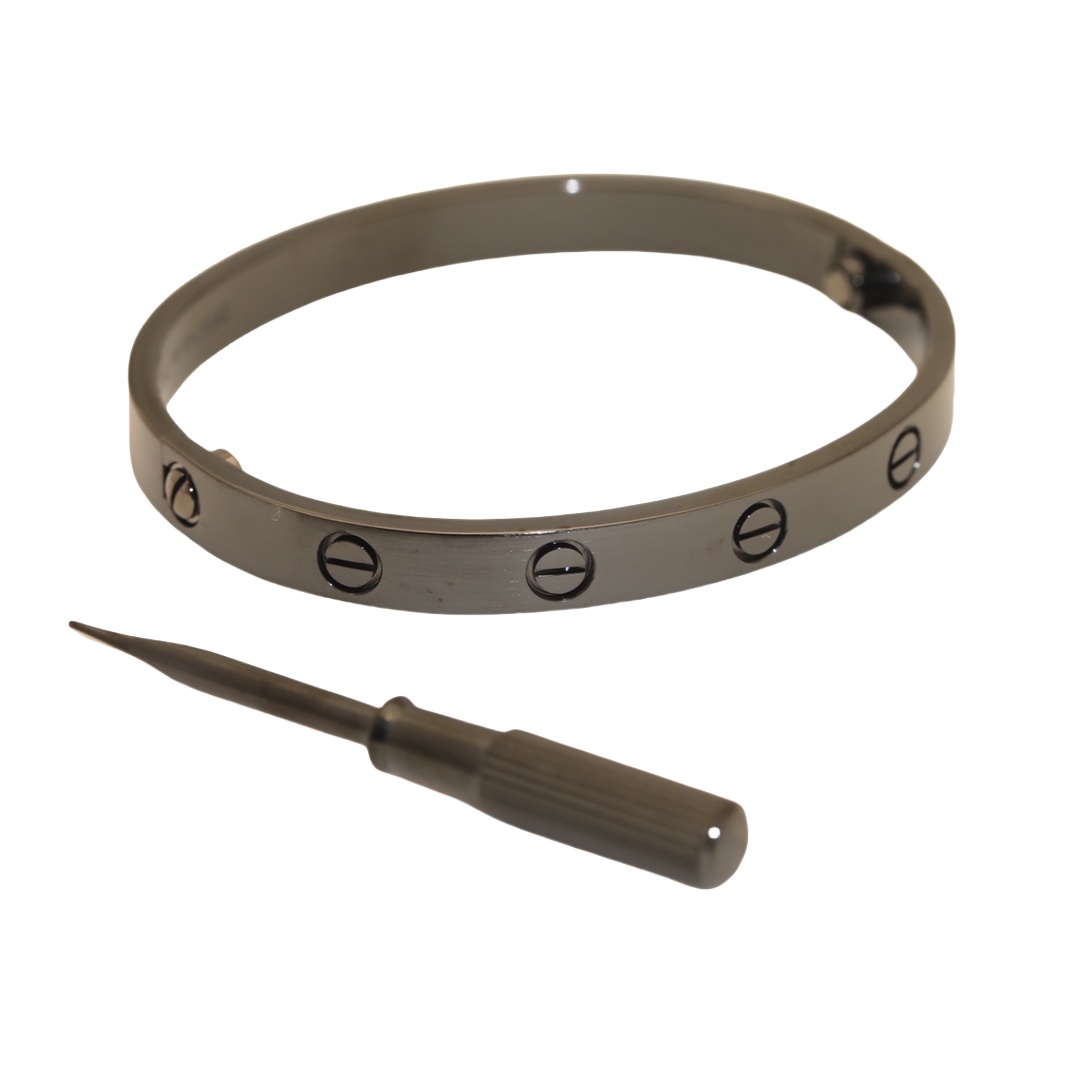 CTSV005 V-Gold metal Wide Black Love bangle bracelet with screwdriver - ccjewelryacc