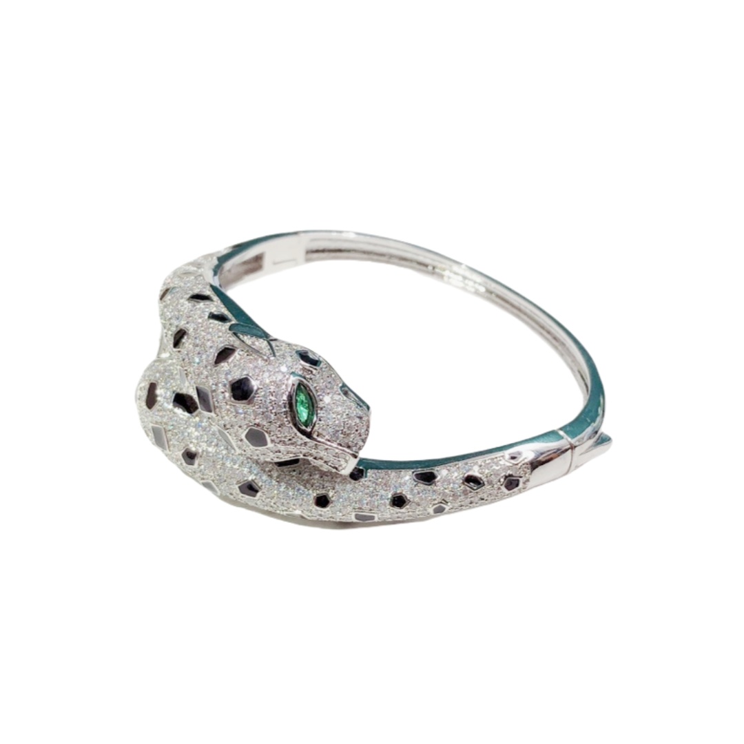 CTSV013 V-Gold full diamond leopard bracelet - ccjewelryacc