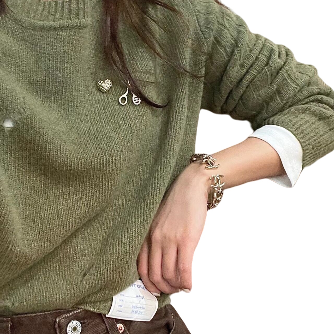 CCS009 Metal Hollow Out cc logo wide cuff bracelet - ccjewelryacc