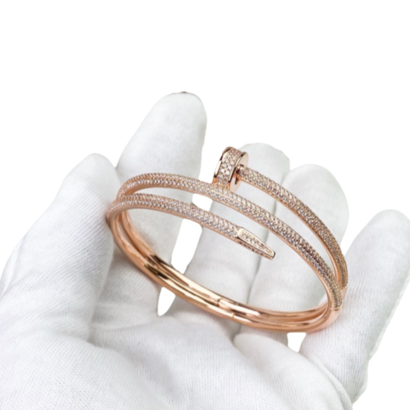 CTSV011 18k Gold Juste un Clou bracelet, double, half-paved - ccjewelryacc