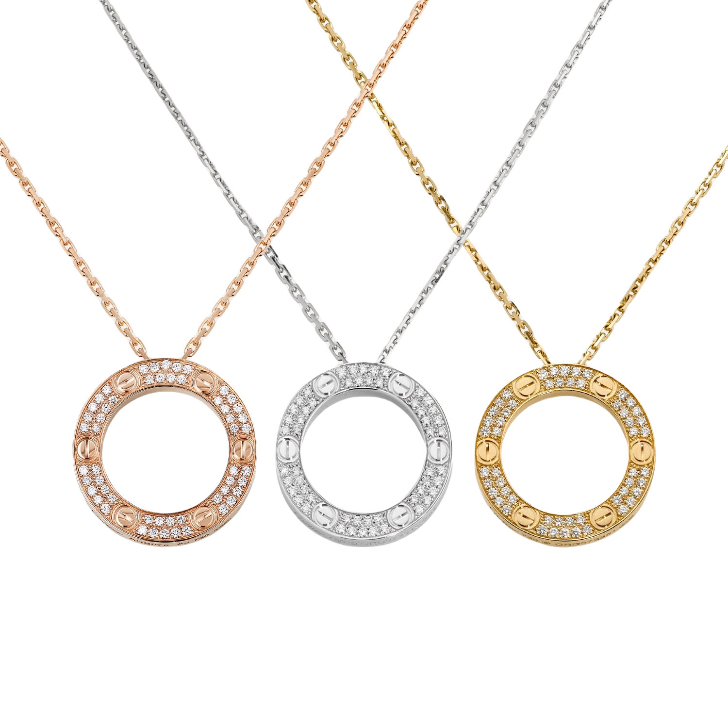 CTN001 Full diamond love pendant necklace - ccjewelryacc