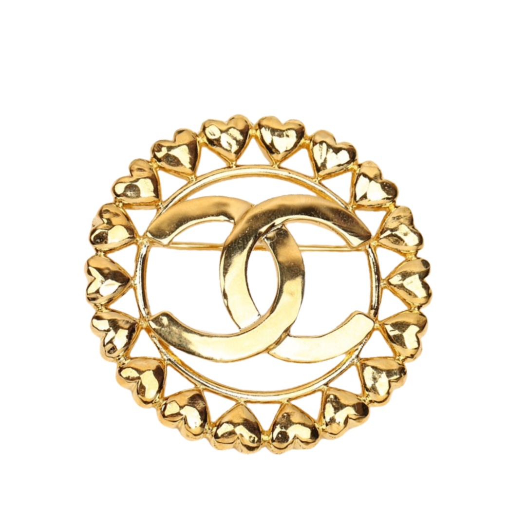 BCB226 Round Heart CC logo brooch pin - ccjewelryacc