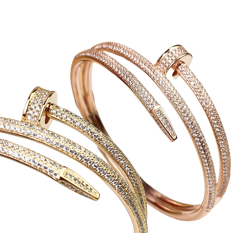 CTSV011 18k Gold Juste un Clou bracelet, double, half-paved - ccjewelryacc