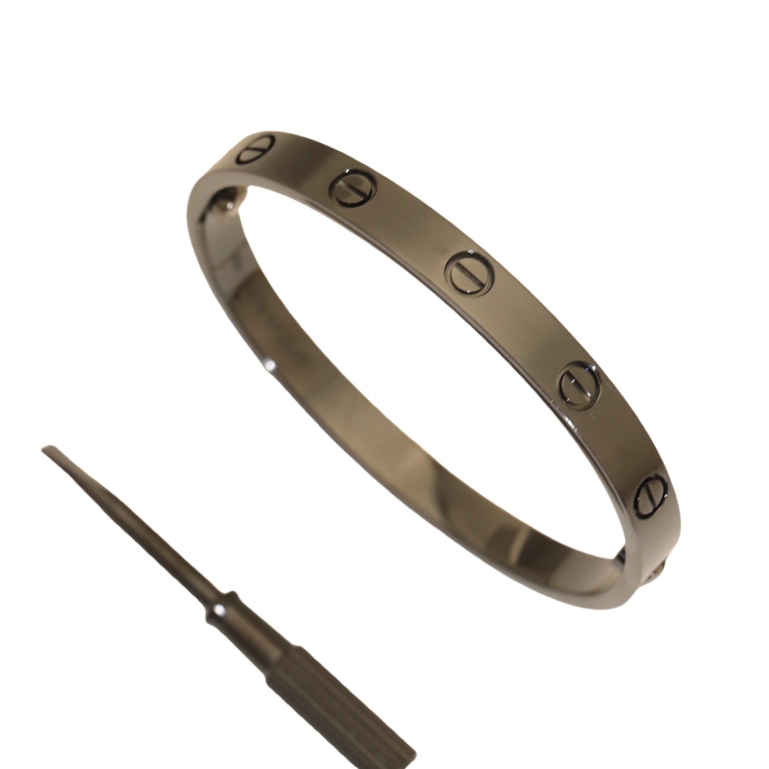 CTSV005 V-Gold metal Wide Black Love bangle bracelet with screwdriver - ccjewelryacc