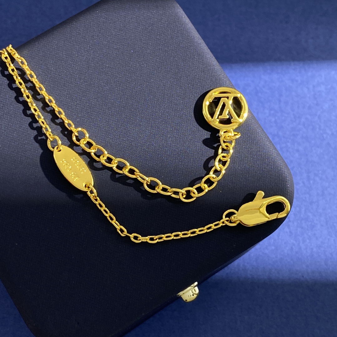 LVN035 VL Monogram Lucky Bead charms necklace - ccjewelryacc