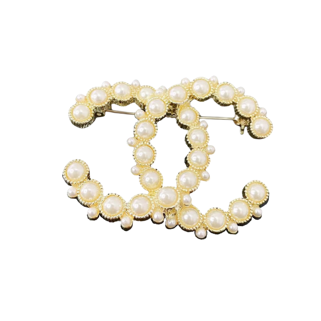 BCB120 Pearl CC logo brooch Pin - ccjewelryacc
