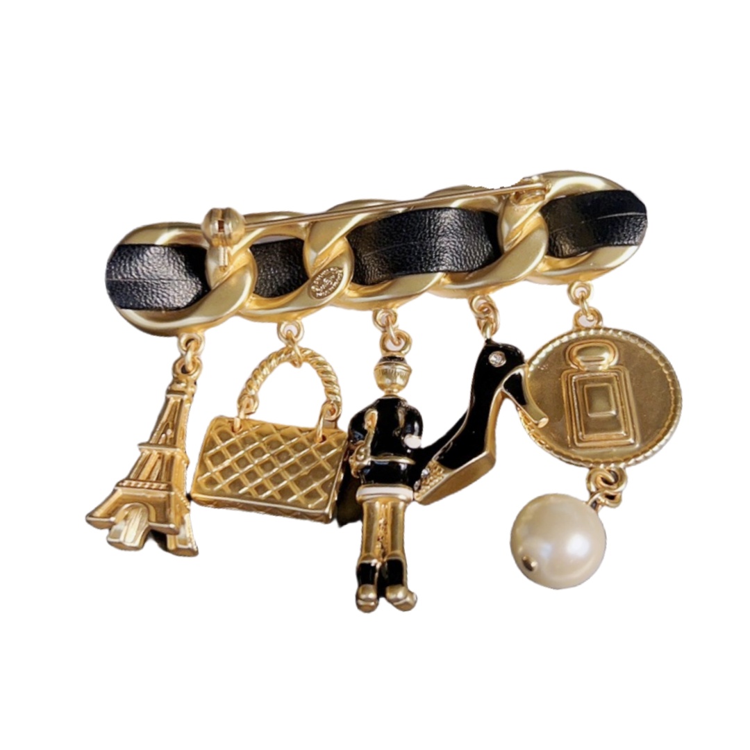 BCB119 Coco iron tower charms CC logo brooch pin - ccjewelryacc