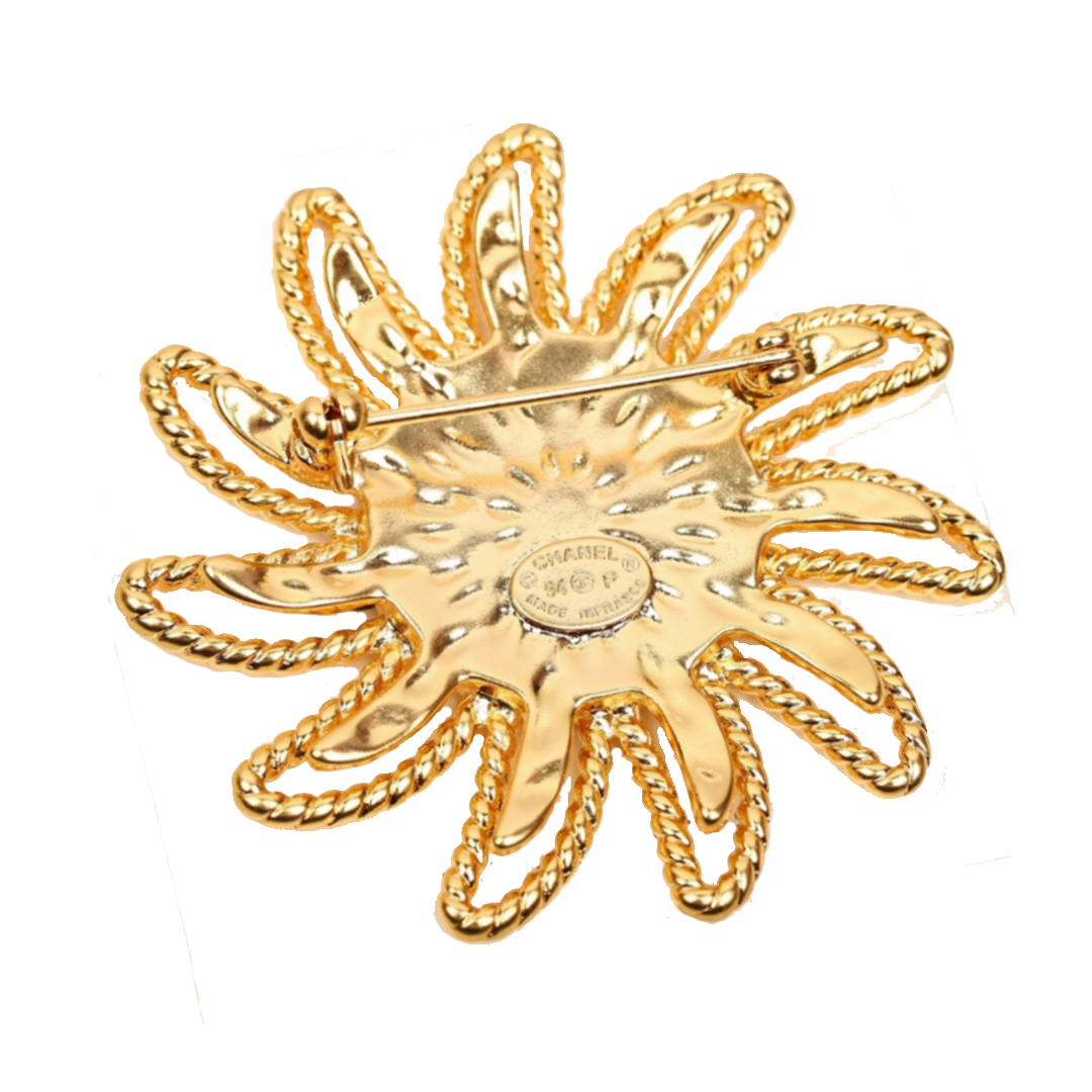 BCB104 Vintage metal Gold sun with CC logo brooch - ccjewelryacc