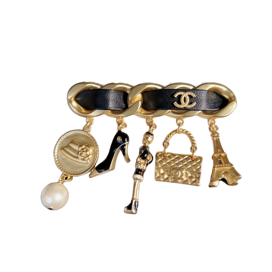 BCB119 Coco iron tower charms CC logo brooch pin - ccfashionjewelry