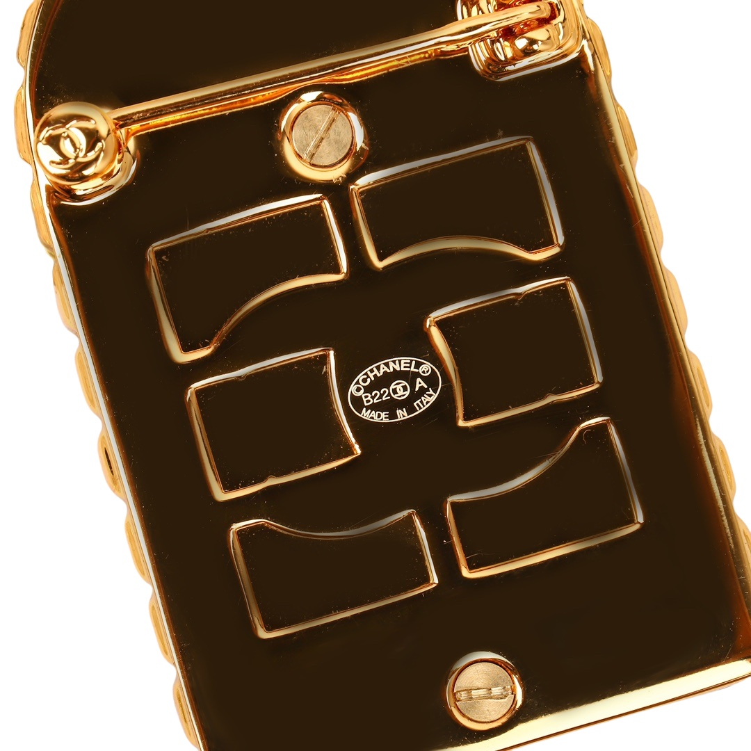 BCB300 Vintage Metal 31 Rue Cambon Door Brooch Gold - ccjewelryacc