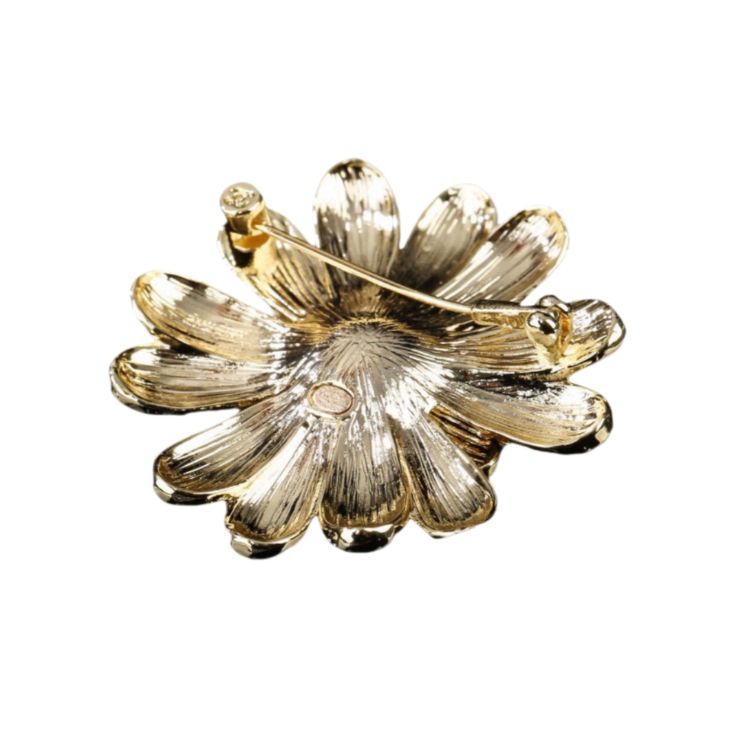 BCB189 Crystal CC Logo Black Sunflower brooch - ccjewelryacc