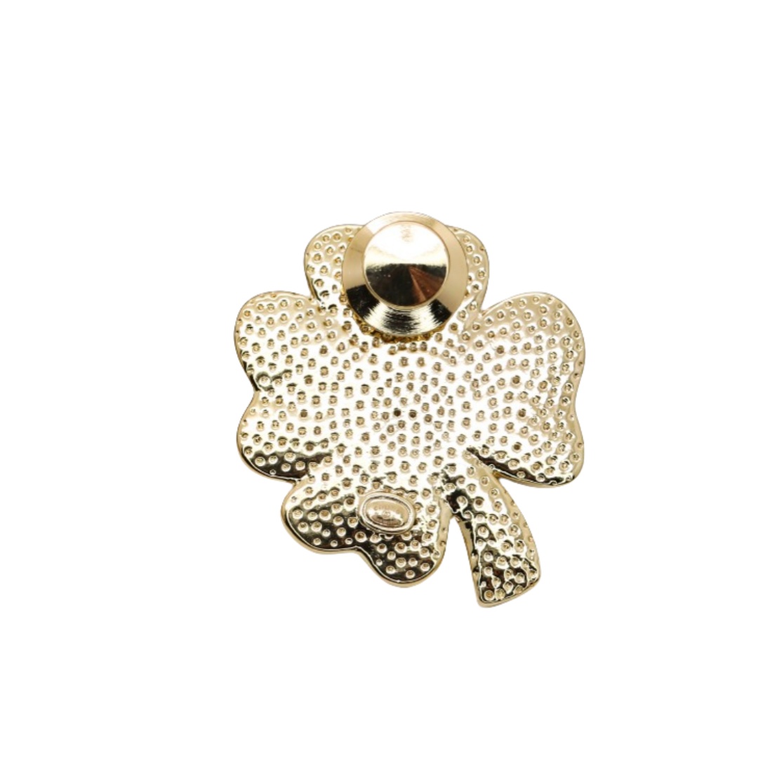 BCB299 Coco Black enamel heart / Four Leaf Clover brooch Pin - ccjewelryacc