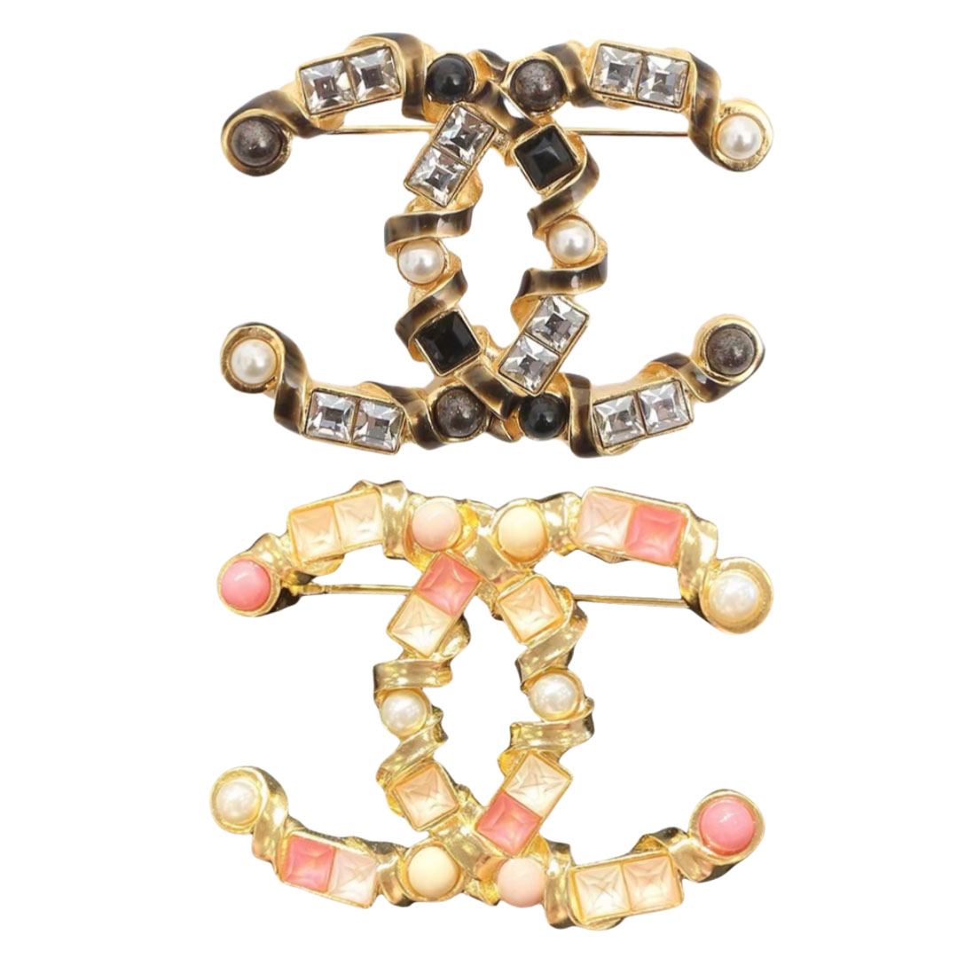 BCB126 Coloured glaze CC Logo brooch Pin - ccjewelryacc