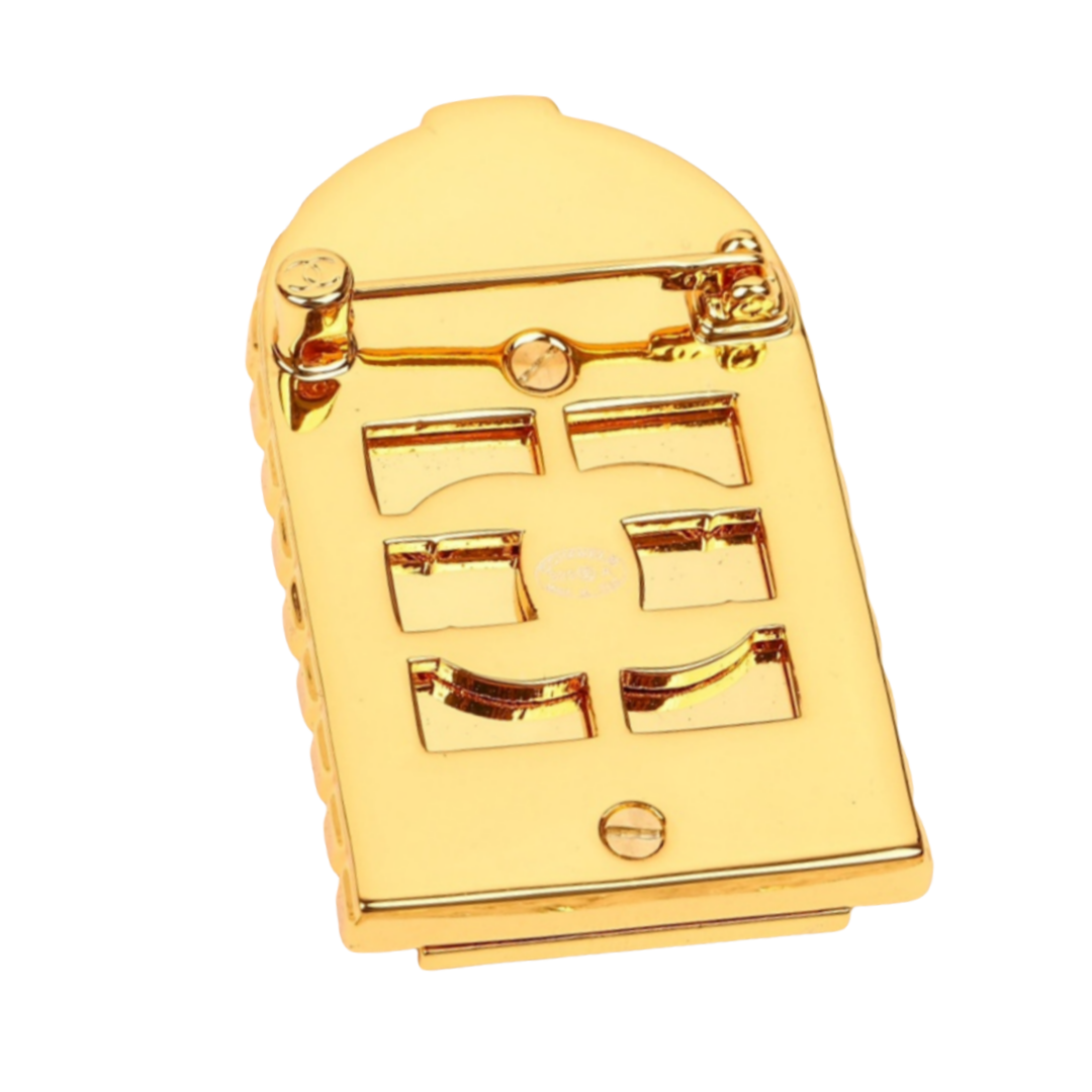 BCB300 Vintage Metal 31 Rue Cambon Door Brooch Gold - ccjewelryacc
