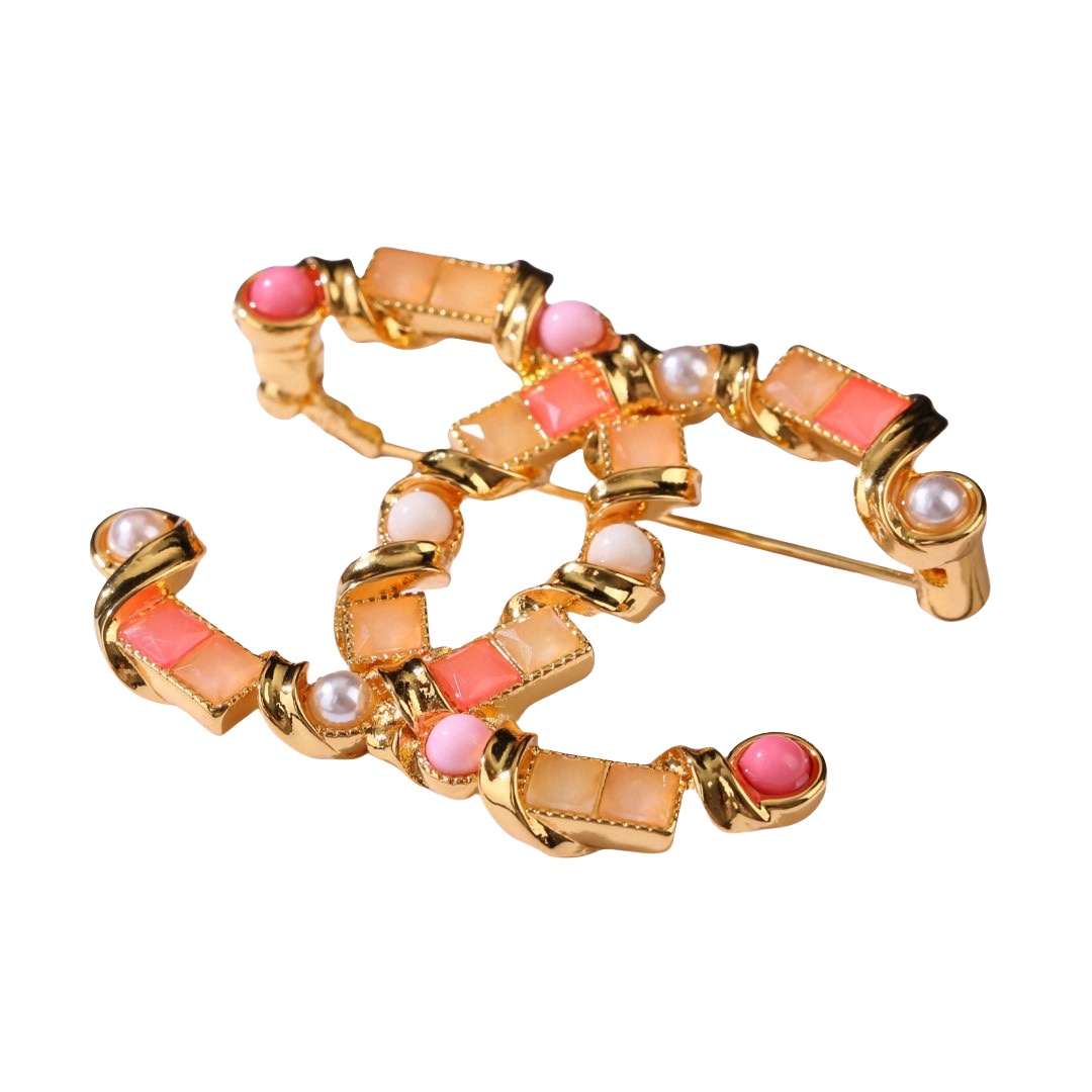 BCB126 Coloured glaze CC Logo brooch Pin - ccjewelryacc