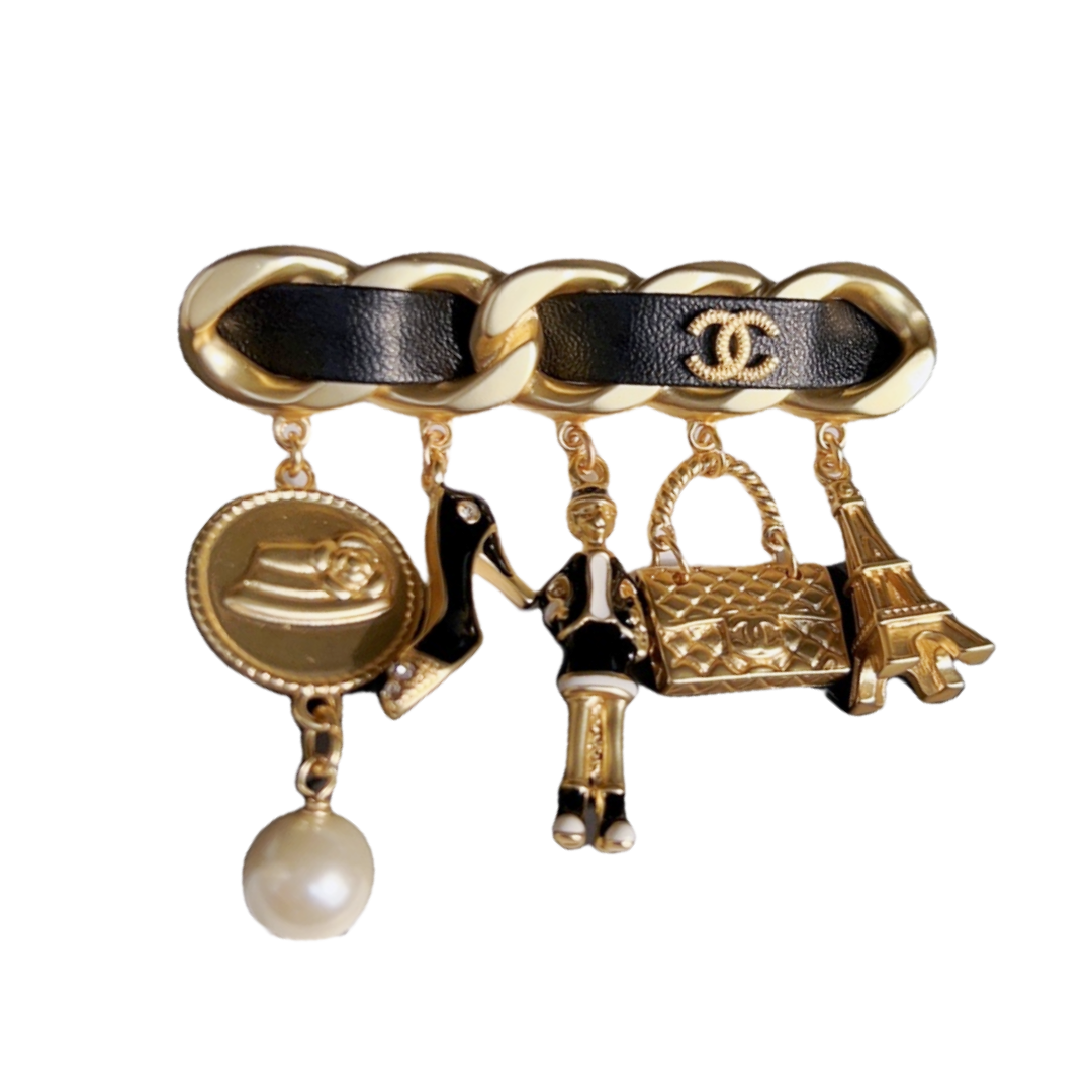BCB119 Coco iron tower charms CC logo brooch pin - ccfashionjewelry