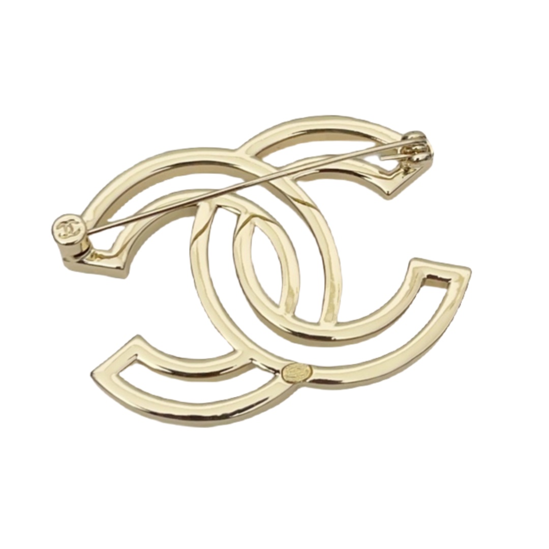 BCB110 Crystal hollowed-out CC logo brooch pin - ccjewelryacc