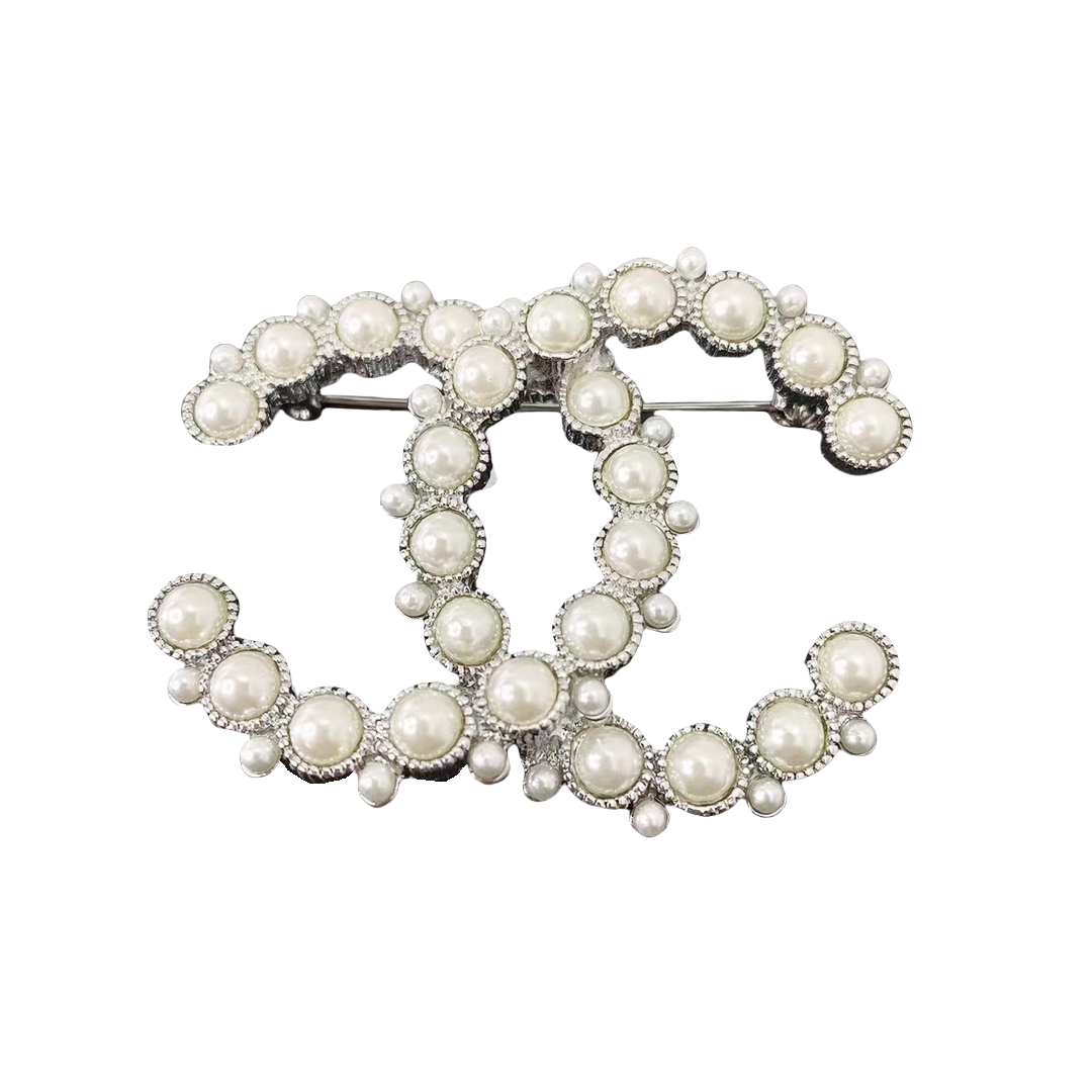 BCB120 Pearl CC logo brooch Pin - ccjewelryacc