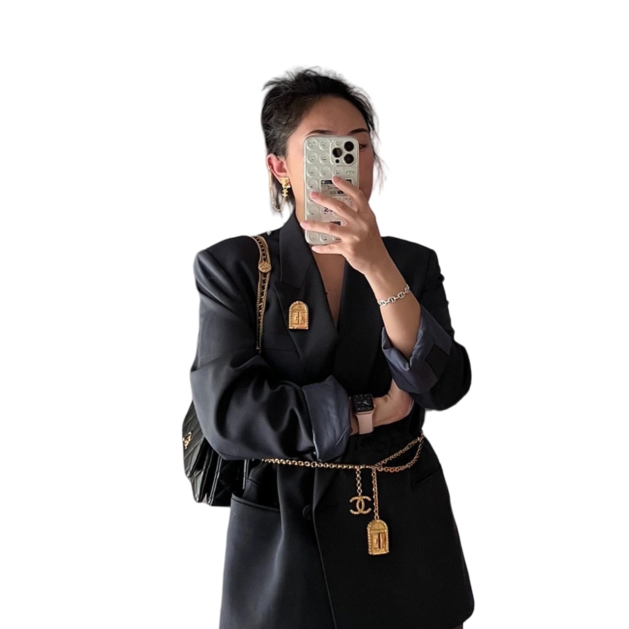 BCB300 Vintage Metal 31 Rue Cambon Door Brooch Gold - ccjewelryacc