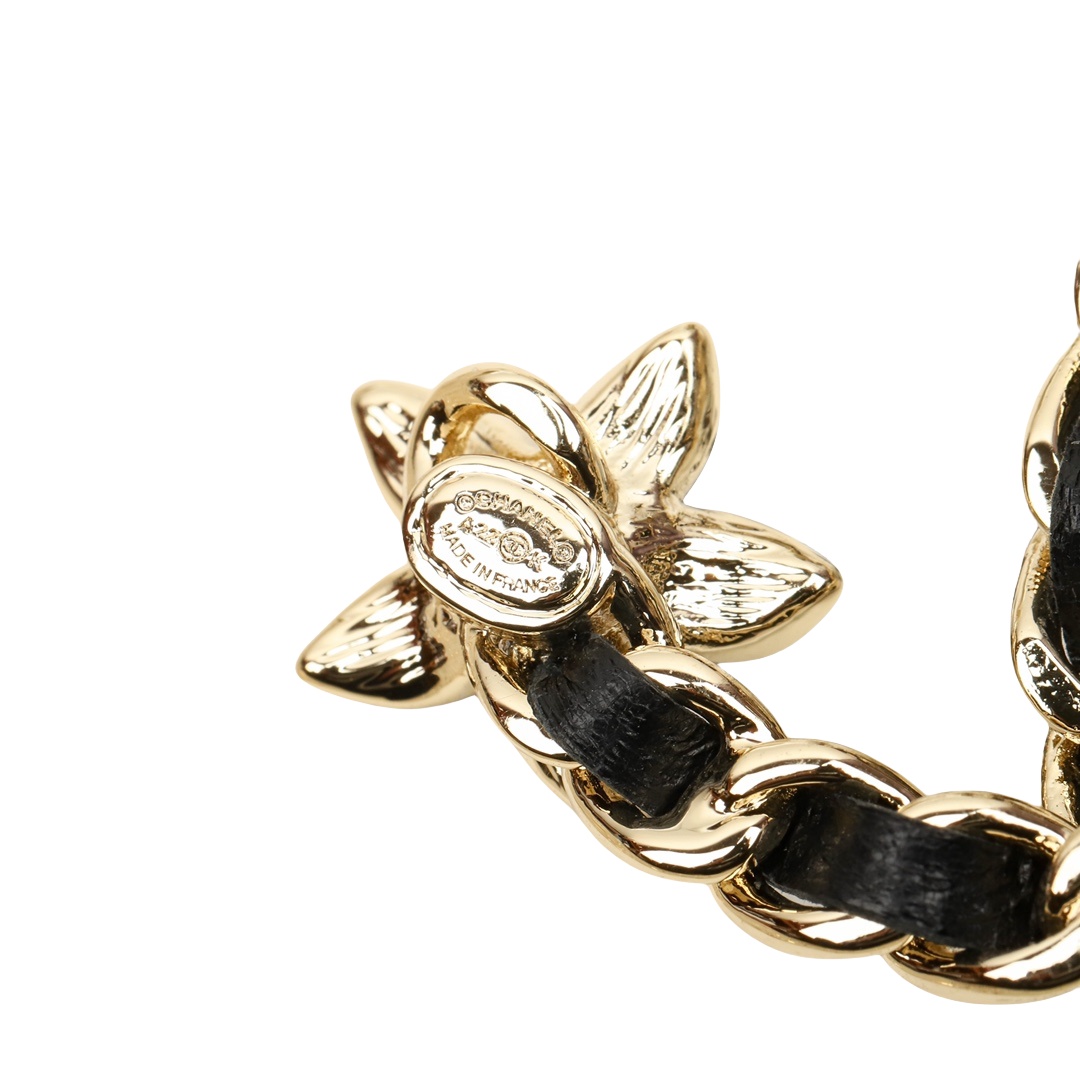 BCB216  Metal leather with flower CC Logo brooch pin - ccjewelryacc