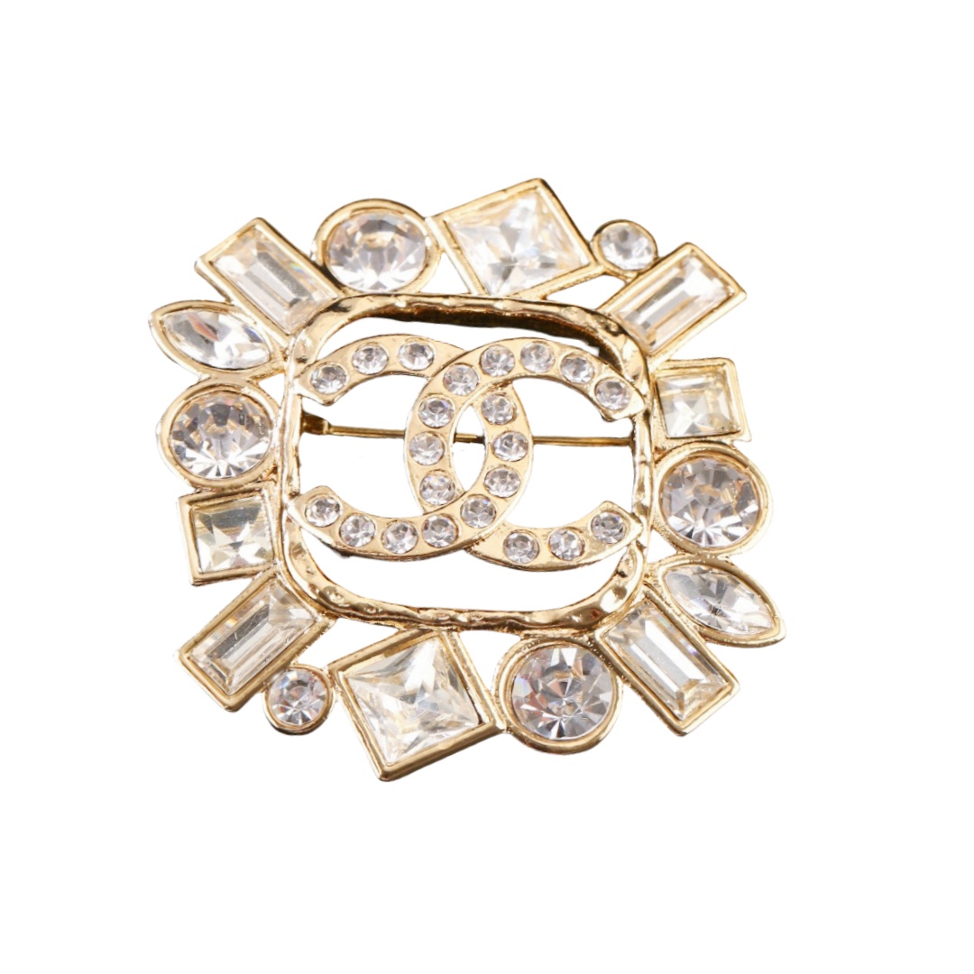 BCB179 Full zircon diamond CC brooch - ccjewelryacc