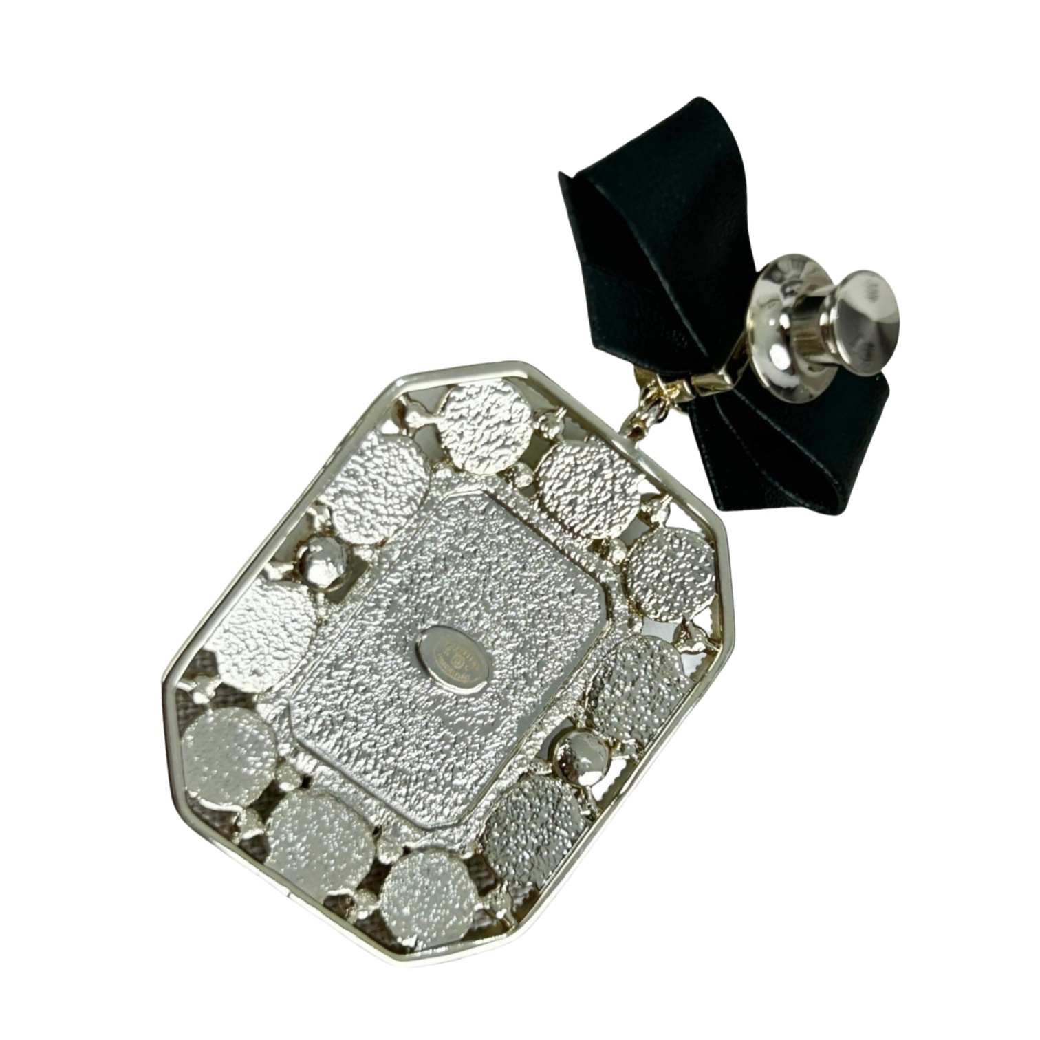 BCB415 Leater bowknot multicolor colored glaz green gemstone cc logo brooch pin - ccjewelryacc