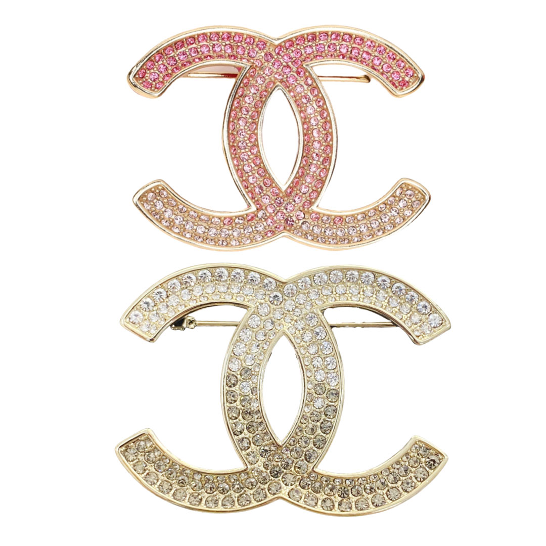 BCB198 Pink gradient color crystal  CC brooch - ccjewelryacc