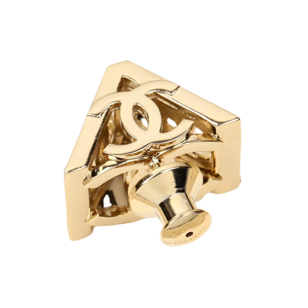 BCB304 24 Full Swarovski crystal triangle with CC logo brooch pin - ccjewelryacc