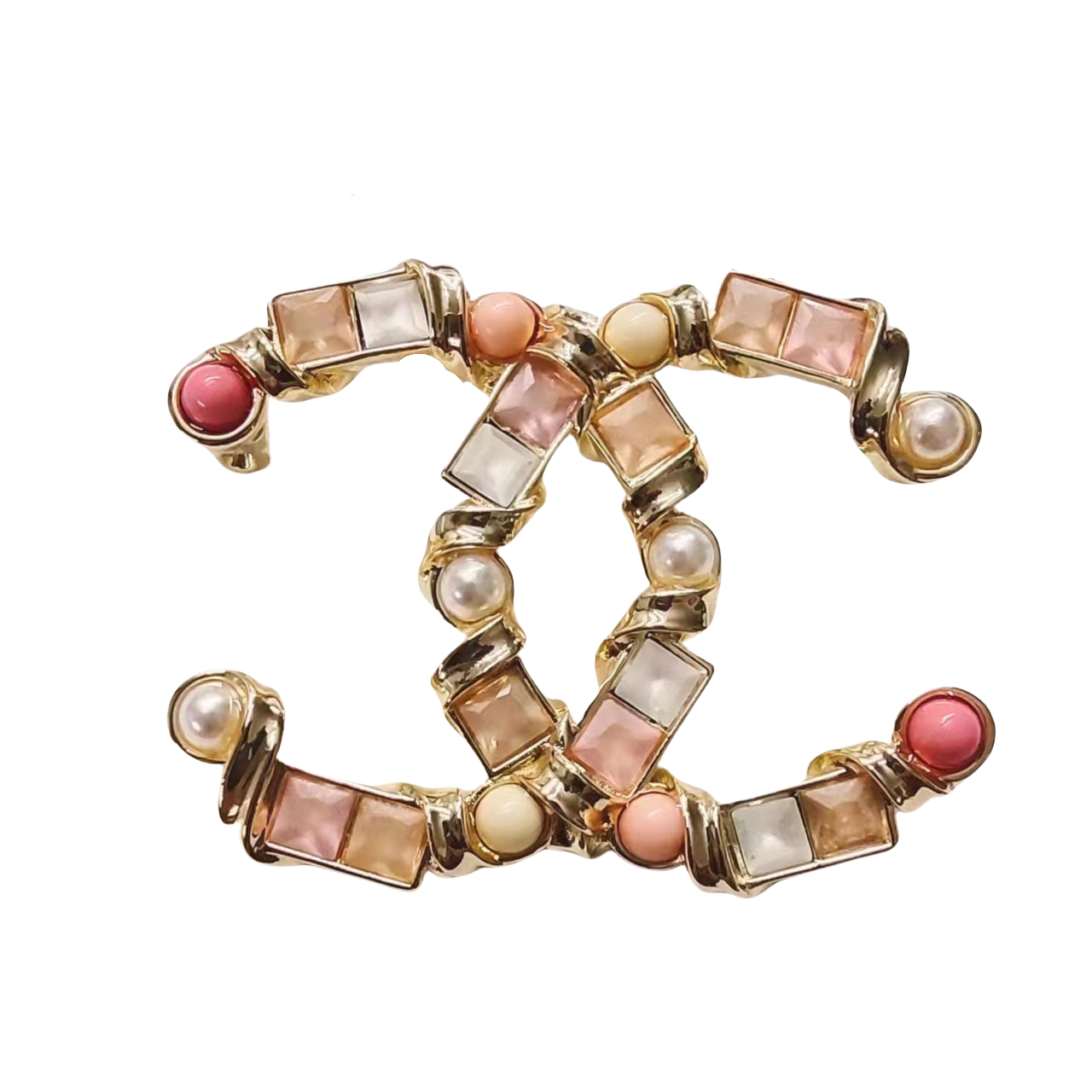 BCB126 Coloured glaze CC Logo brooch Pin - ccjewelryacc