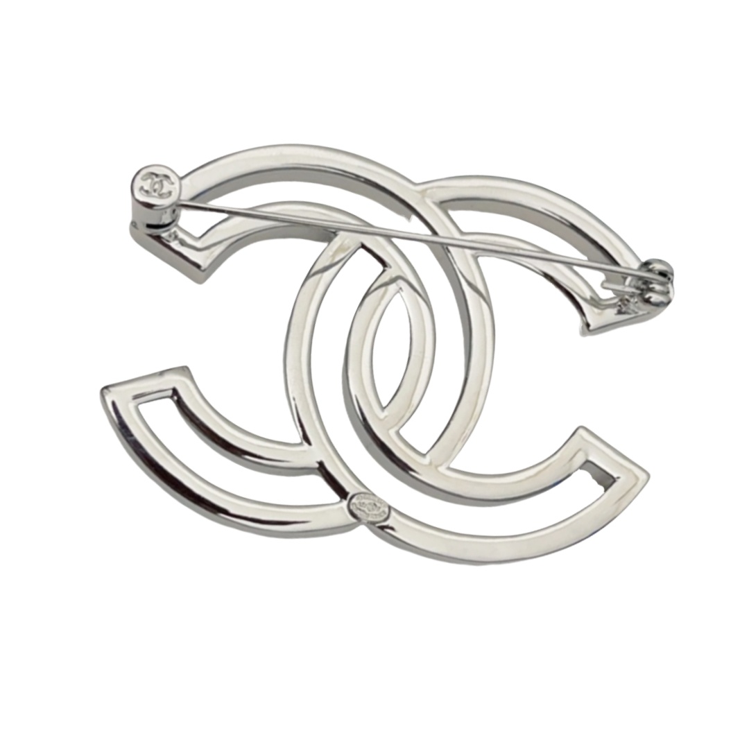 BCB110 Crystal hollowed-out CC logo brooch pin - ccjewelryacc