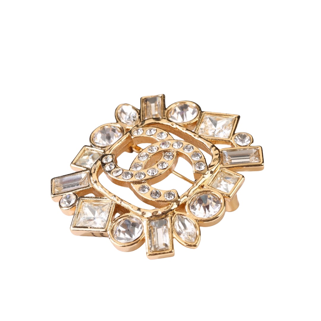 BCB179 Full zircon diamond CC brooch - ccjewelryacc