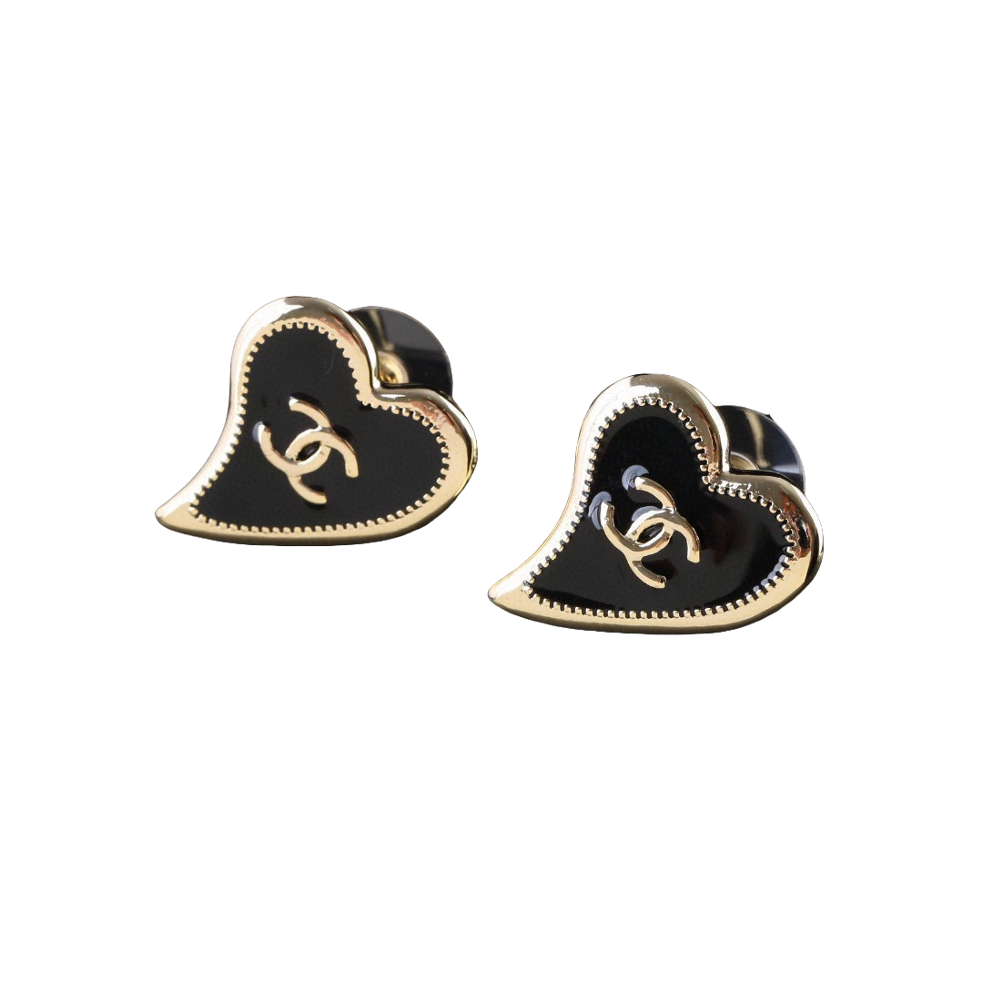 CCE087 CC black enamel heart earring - ccjewelryacc
