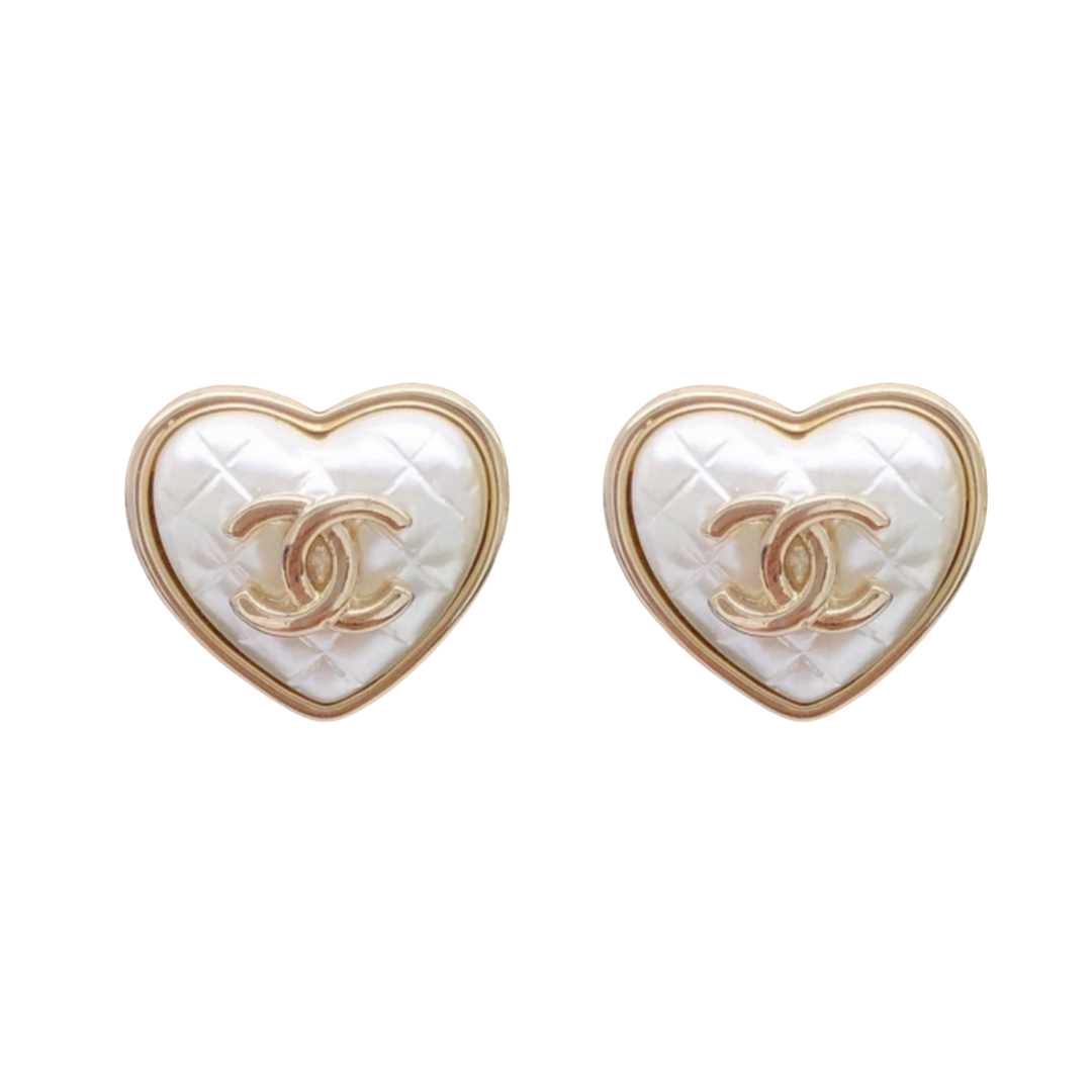 CCE729 Ling plaid  Heart cc logo drop Earring For Women - ccjewelryacc