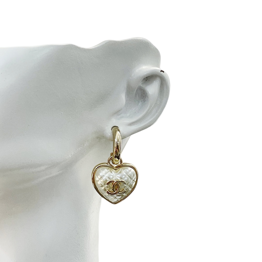 CCE729 Ling plaid  Heart cc logo drop Earring For Women - ccjewelryacc