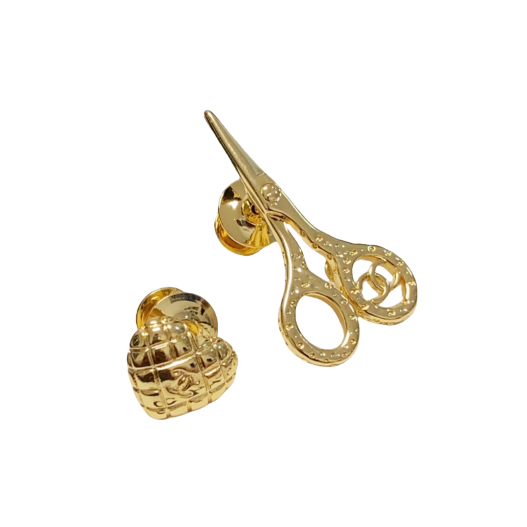 BCB391 CC metal Scissors perfume bottle Cross pattern heart brooch pin set of 3 - ccjewelryacc