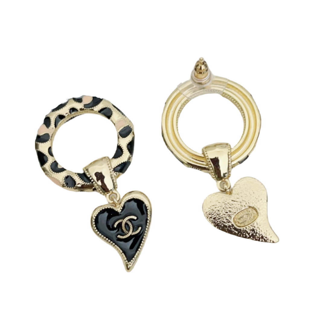 CCE087 CC black enamel heart earring - ccjewelryacc