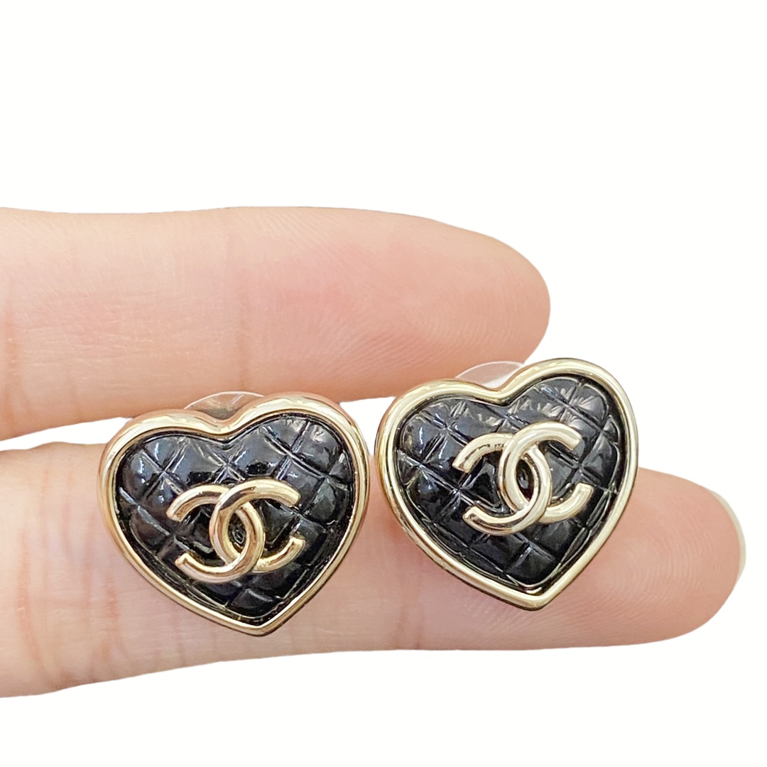 CCE729 Ling plaid  Heart cc logo drop Earring For Women - ccjewelryacc
