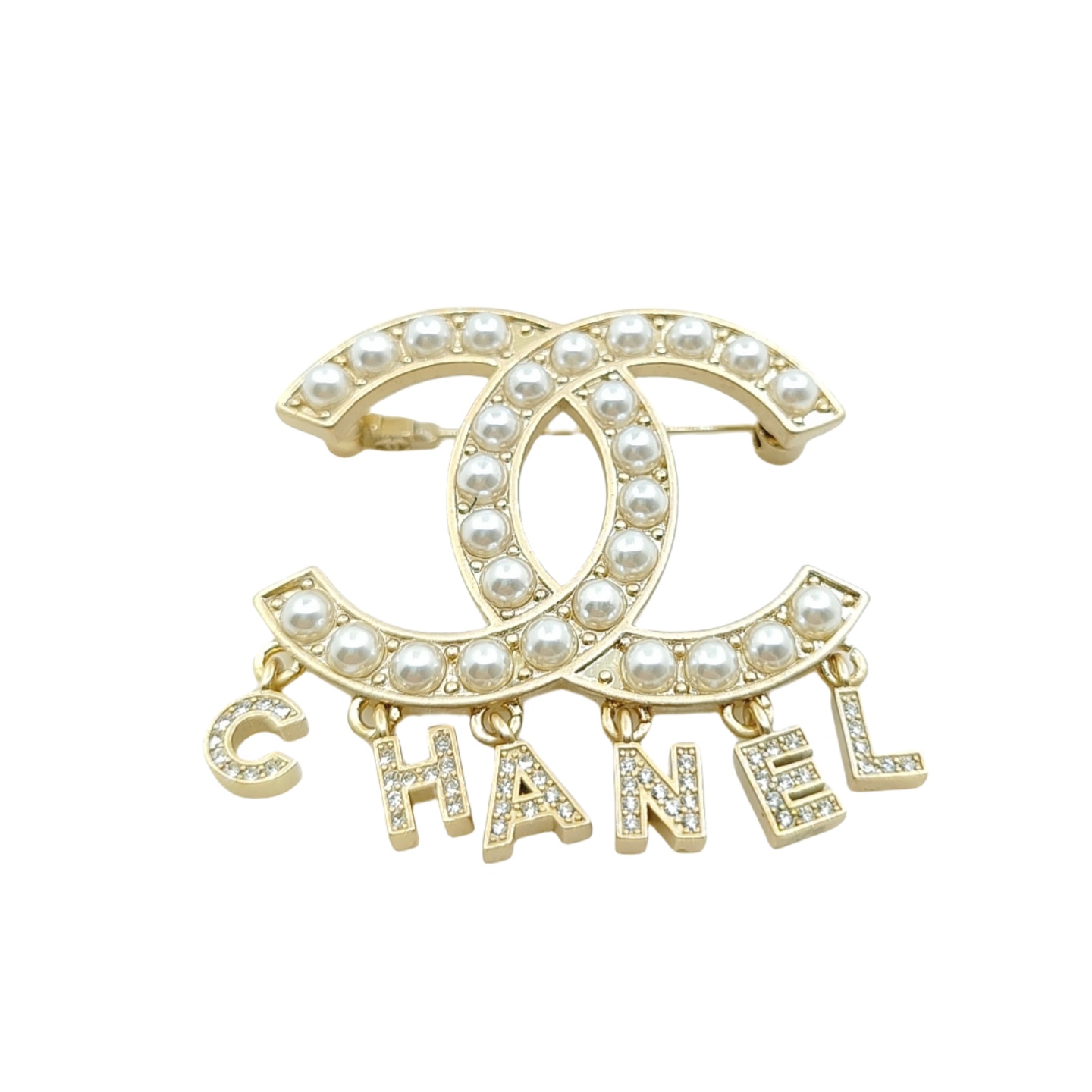 BCB090 Pearl CC logo brooch - ccjewelryacc